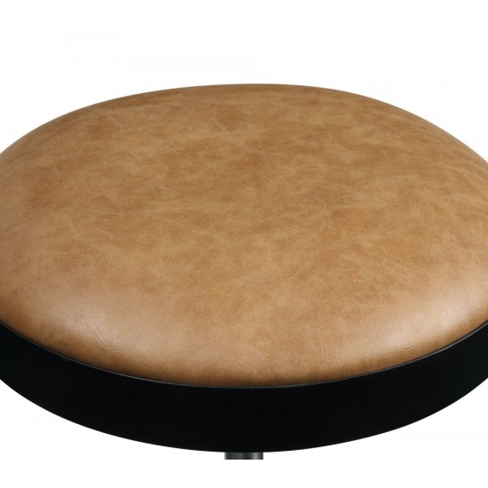 ACME Ouray Adjustable Stool w/Swivel (Set-2), Vintage Caramel PU & Black