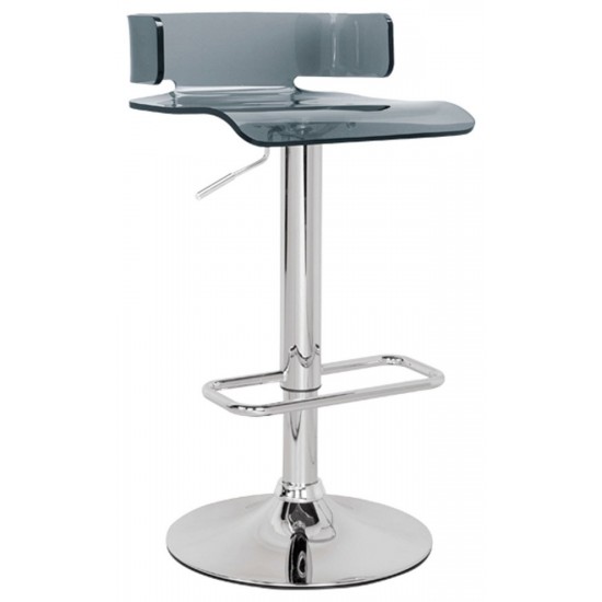 ACME Rania Adjustable Stool w/Swivel, Gray & Chrome, 22"~31" Seat Height