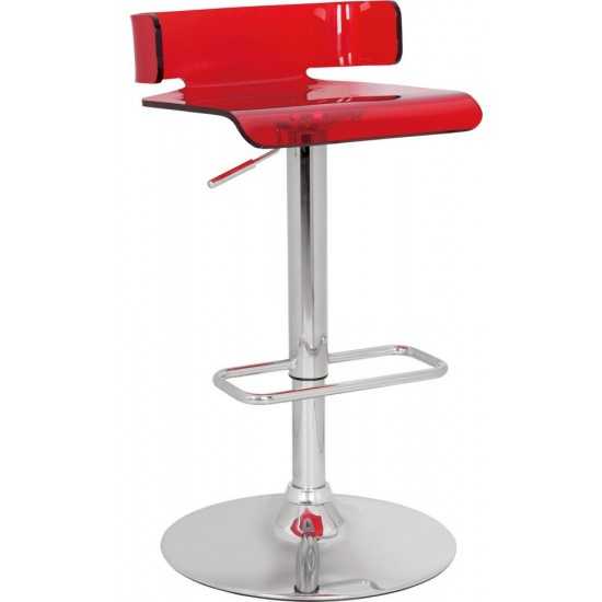 ACME Rania Adjustable Stool w/Swivel, Red & Chrome, 22"~31" Seat Height