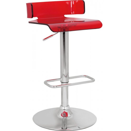 ACME Rania Adjustable Stool w/Swivel, Red & Chrome, 22"~31" Seat Height