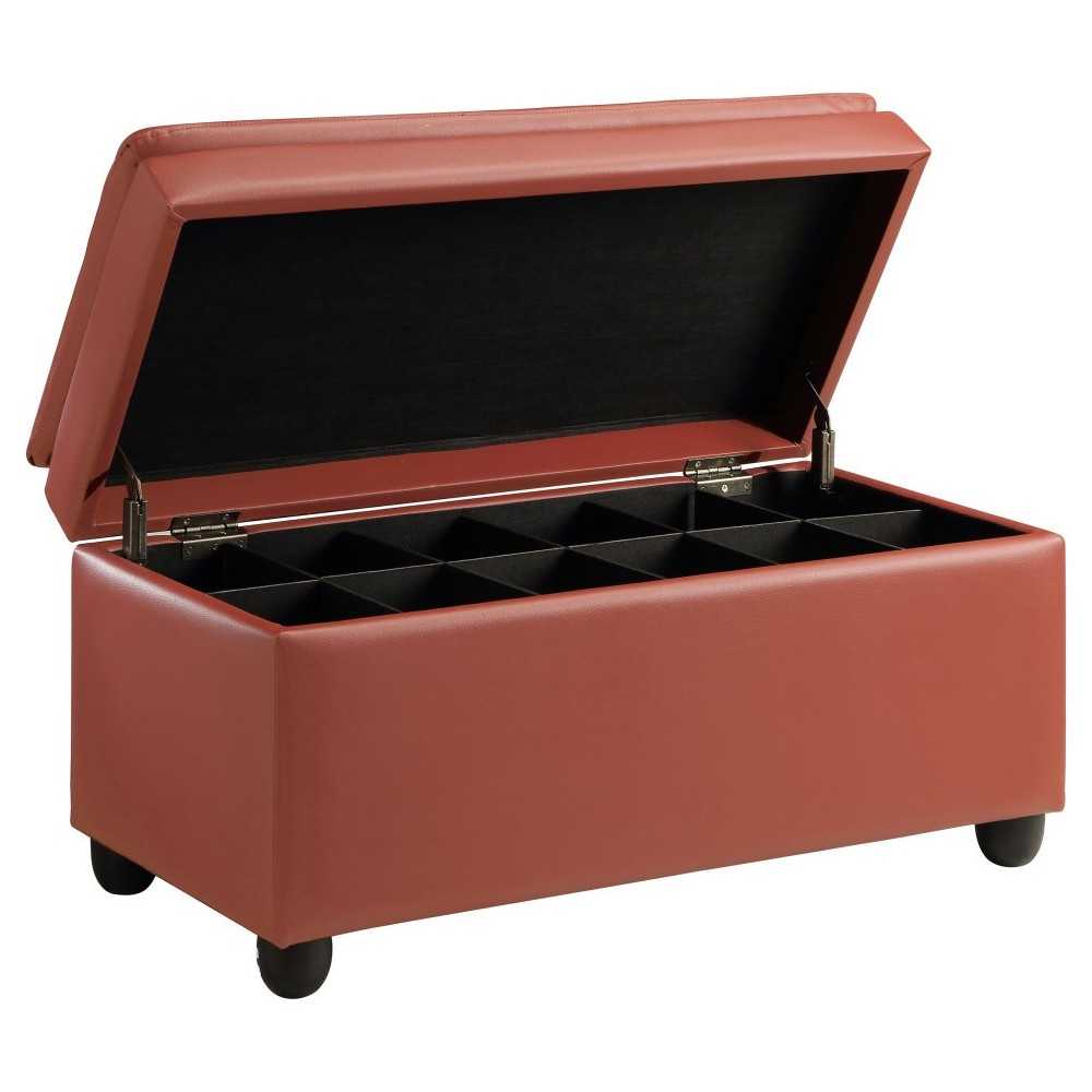 ACME Nitsa Bench w/Storage, Wine PU ACME Nitsa Bench w/Storage, Wine PU