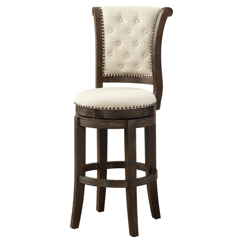 ACME Glison Bar Chair (1Pc), Beige Fabric & Walnut ACME Glison Bar Chair (1Pc), Beige Fabric & Walnut
