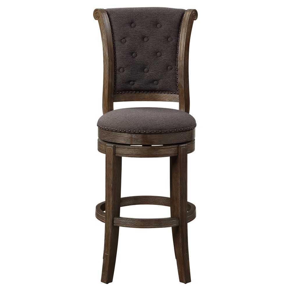 ACME Glison Bar Chair (1Pc), Charcoal Fabric & Walnut