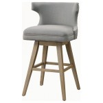 ACME Everett Bar Chair (Set-2), Fabric & Oak (2Pc/1Ctn)