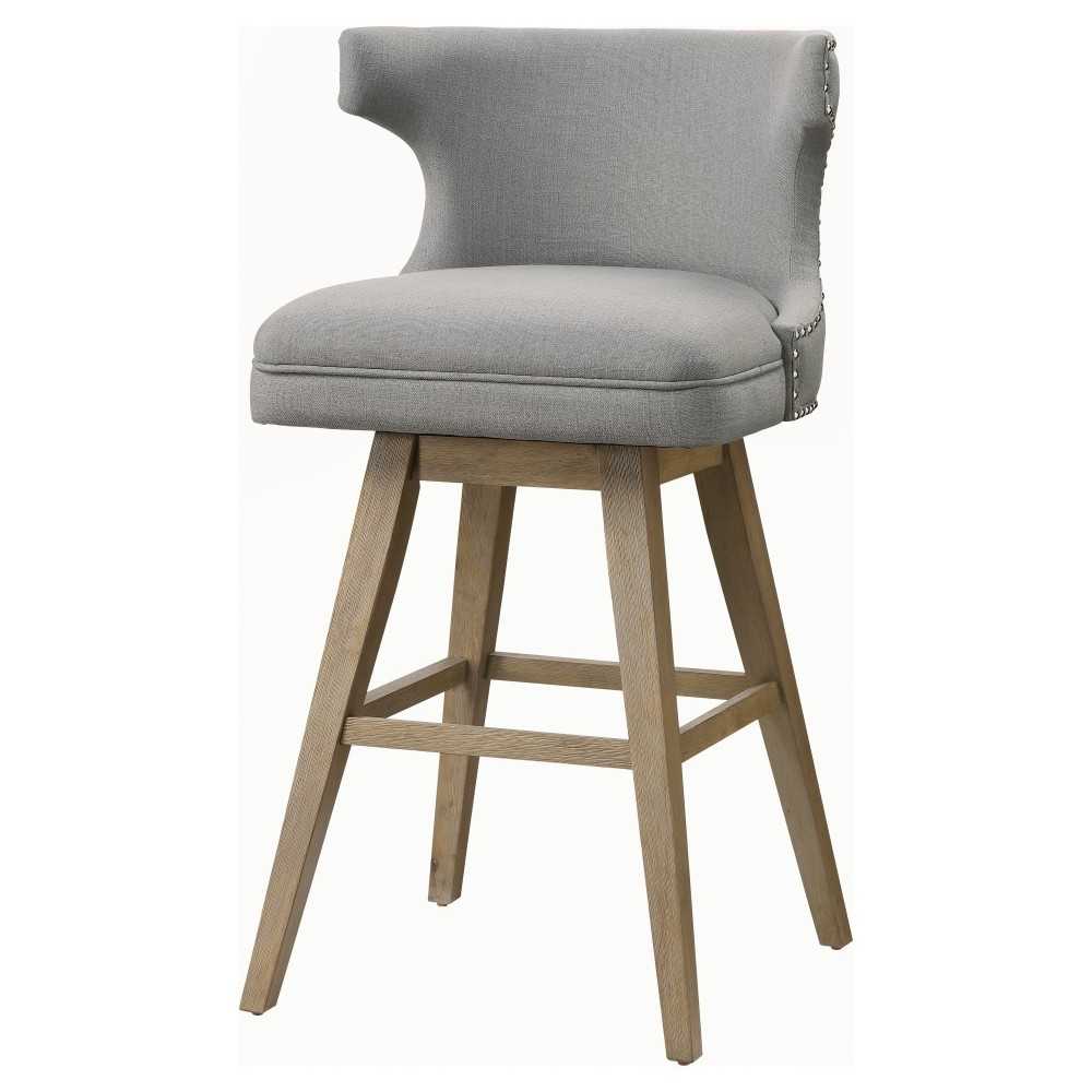 ACME Everett Bar Chair (Set-2), Fabric & Oak (2Pc/1Ctn)