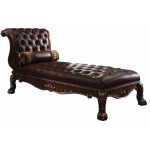 ACME Dresden Chaise w/1 Pillow, PU & Cherry Oak