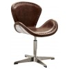 ACME Brancaster Accent Chair w/Swivel (1Pc), Retro Brown Top Grain Leather & Aluminum, 22" Seat Height