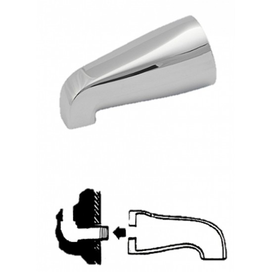5.38-in. x 2.75-in. Tub Spout Without Diverter In Chrome, Adjustable