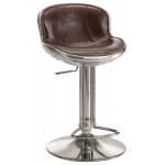 ACME Brancaster Adjustable Stool w/Swivel (1Pc), Vintage Brown Top Grain Leather & Aluminum, 24"~34" Seat Height