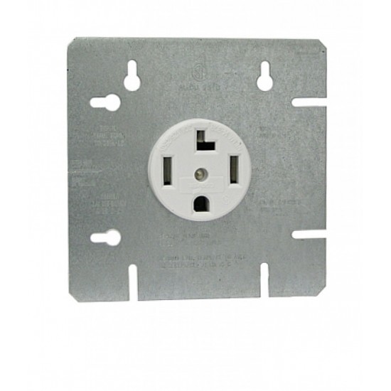 5.5 in. x 5.5 in. Electrical Dryer Receptacle in White