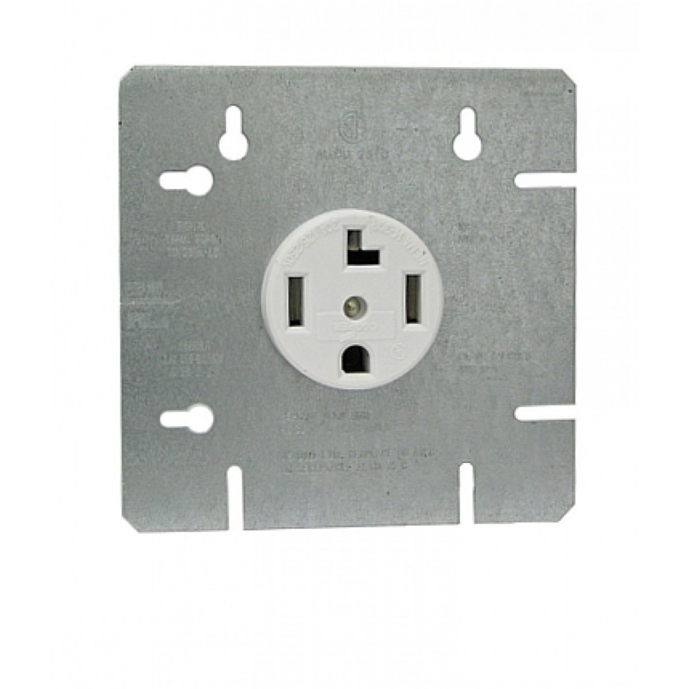 5.5 in. x 5.5 in. Electrical Dryer Receptacle in White