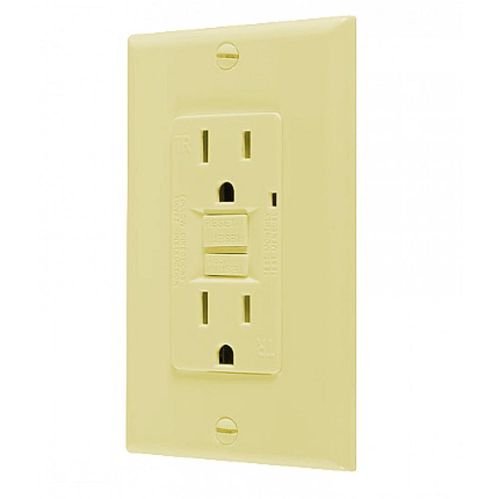 1.69-in. x 1.2-in. Electrical GFCI Receptacle In Ivory CULUS