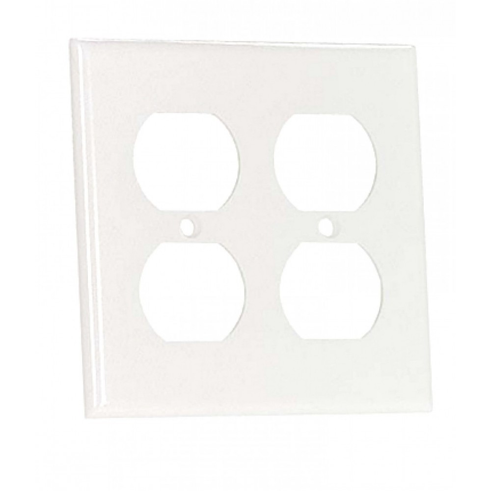 5 in. x 4.87 in. x 0.25 in. Plastic Electrical Receptacle Plate in White