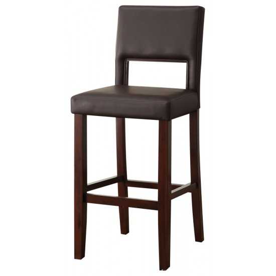 ACME Reiko Bar Chair (1Pc), Black PU & Espresso, 30" Seat Height