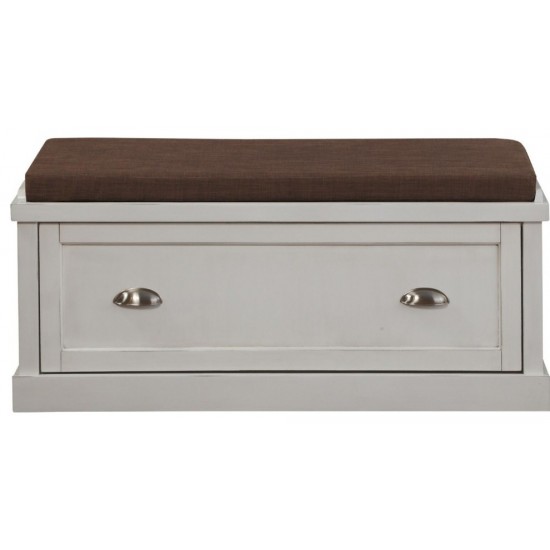 ACME Aislins Bench w/Storage, Fabric & White Washed