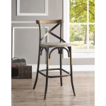 ACME Zaire Bar Chair (1Pc), Antique White & Antique Oak, 29" Seat Height