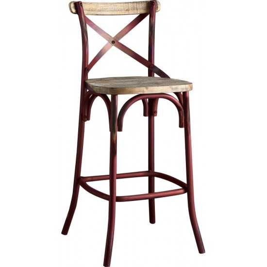 ACME Zaire Bar Chair (1Pc), Antique White & Antique Oak, 29" Seat Height