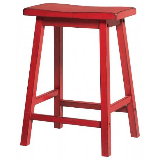 ACME Gaucho Counter Height Stool (Set-2), Antique Red, 24" Seat Height