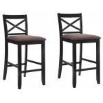 ACME Tobie Bar Chair (Set-2), Fabric & Black, 30" Seat Height