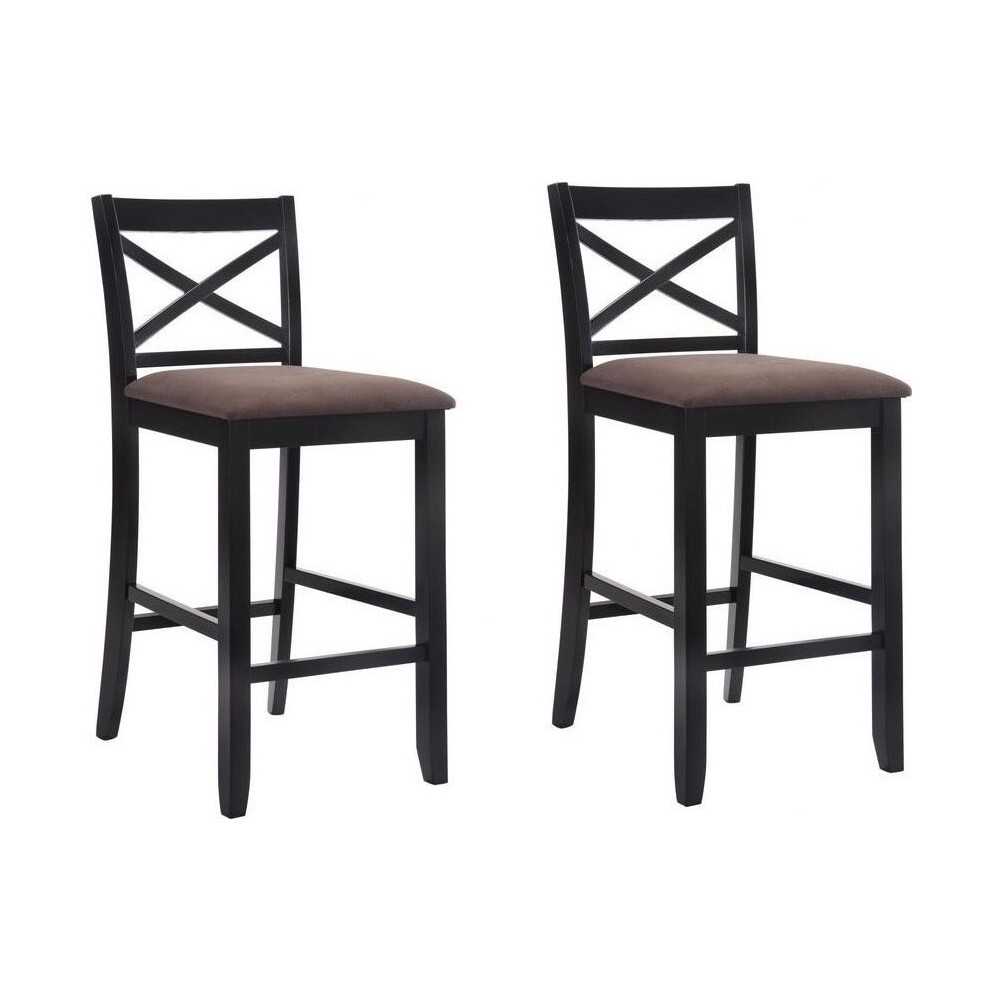 ACME Tobie Bar Chair (Set-2), Fabric & Black, 30" Seat Height