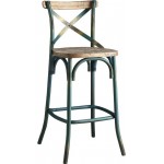 ACME Zaire Bar Chair (1Pc), Antique Sky & Antique Oak, 29" Seat Height