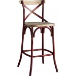 ACME Zaire Bar Chair (1Pc), Antique Red & Antique Oak, 29" Seat Height