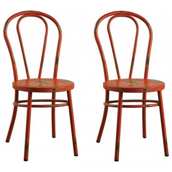 ACME Jakia Side Chair (Set-2), Antique Orange