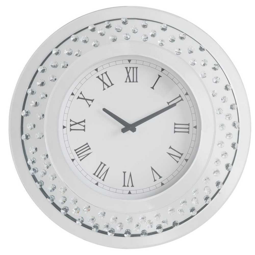 ACME Nysa Wall Clock, Mirrored & Faux Crystals