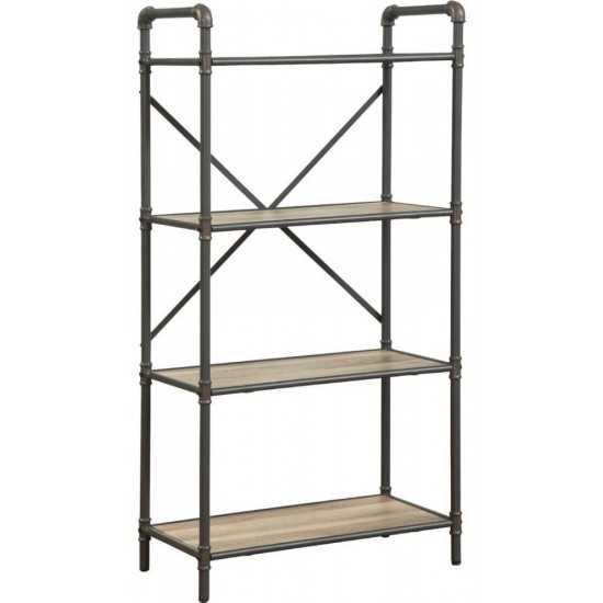 ACME Itzel Bookshelf, Antique Oak & Sandy Gray