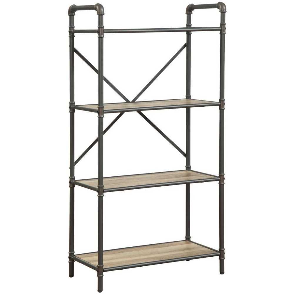 ACME Itzel Bookshelf, Antique Oak & Sandy Gray