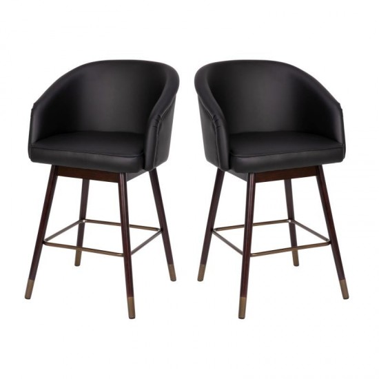 Flash Furniture Margo 2PK Black Leather 26" Barstool 2-AY-1928-26-BK-GG