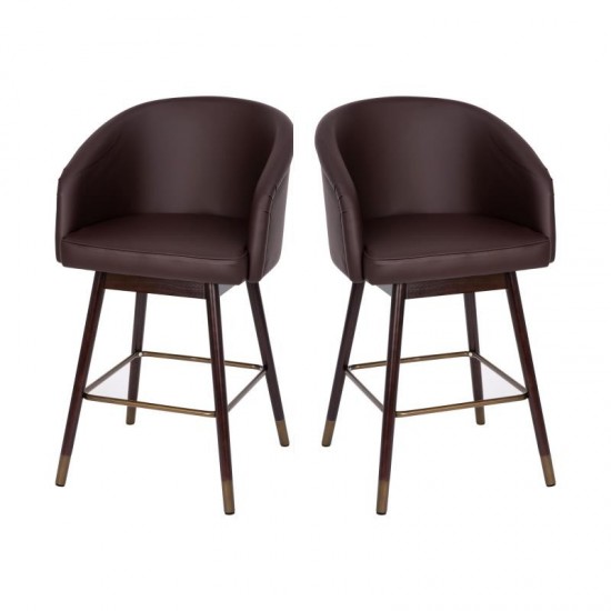 Flash Furniture Margo 2PK Brown Leather 26" Barstool 2-AY-1928-26-BR-GG