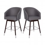 Flash Furniture Margo 2PK Gray Leather 26" Barstool 2-AY-1928-26-GY-GG