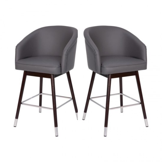 Flash Furniture Margo 2PK Gray Leather 26" Barstool 2-AY-1928-26-GY-GG