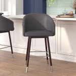 Flash Furniture Margo 2PK Gray Leather 26" Barstool 2-AY-1928-26-GY-GG