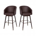 Flash Furniture Margo 2PK Brown LeatherSoft Barstool 2-AY-1928-30-BR-GG