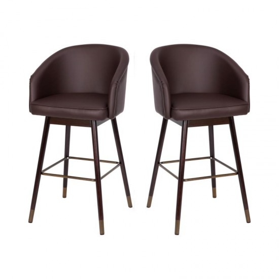 Flash Furniture Margo 2PK Brown LeatherSoft Barstool 2-AY-1928-30-BR-GG