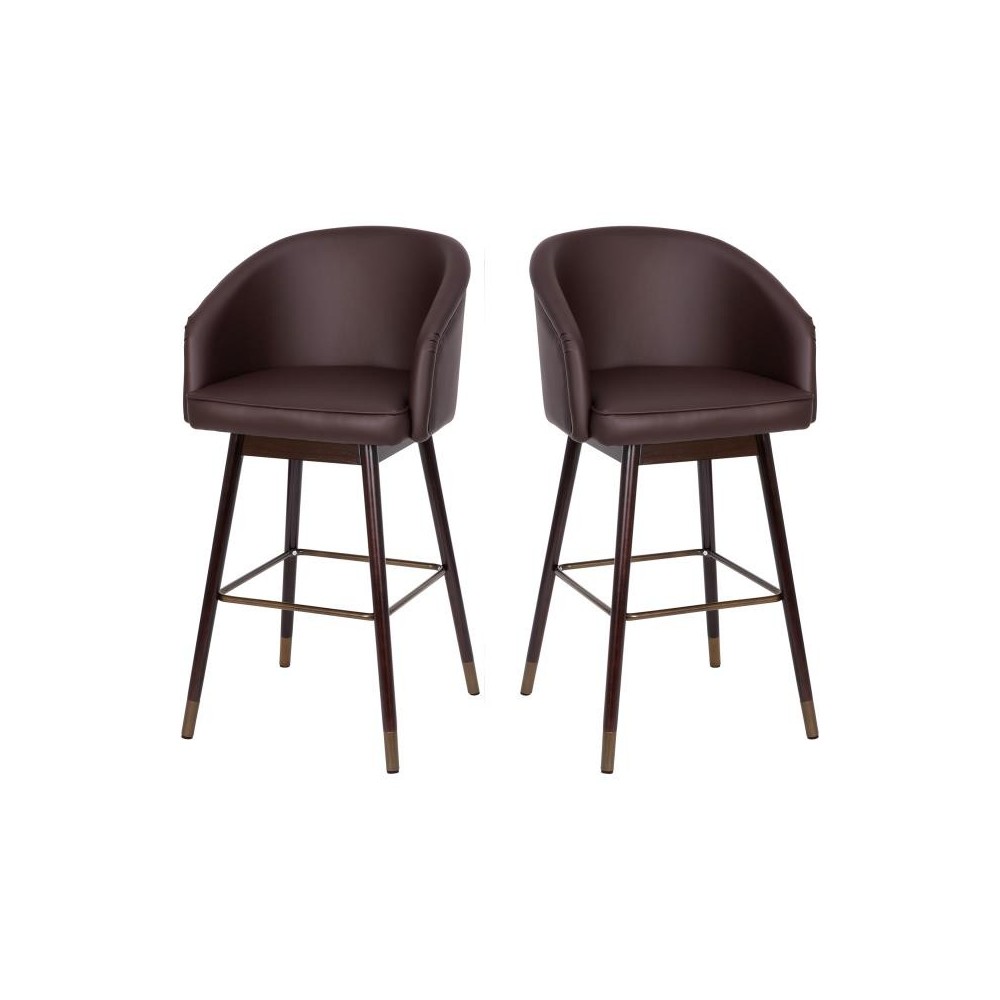 Flash Furniture Margo 2PK Brown LeatherSoft Barstool 2-AY-1928-30-BR-GG