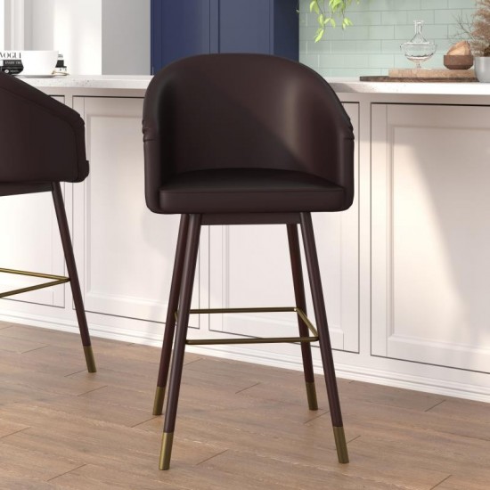 Flash Furniture Margo 2PK Brown LeatherSoft Barstool 2-AY-1928-30-BR-GG