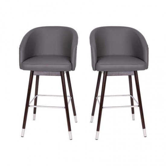 Flash Furniture Margo 2PK Gray LeatherSoft Barstool 2-AY-1928-30-GY-GG