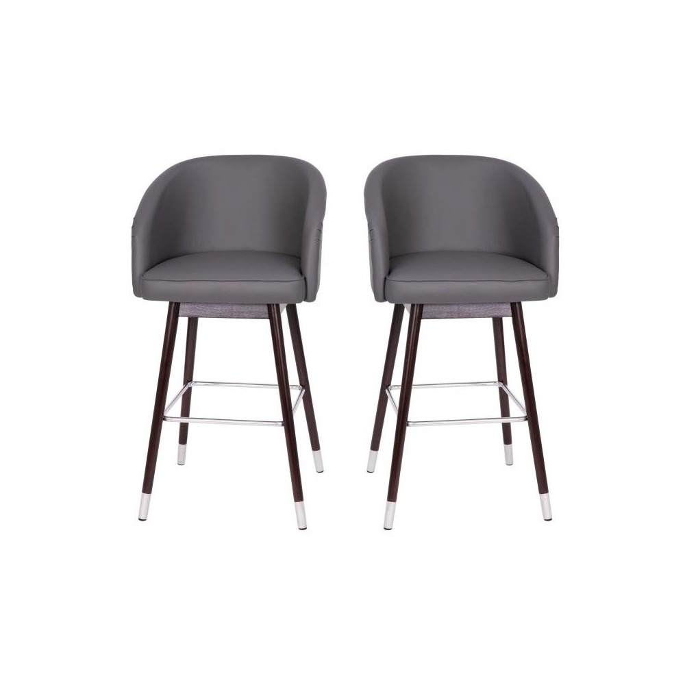 Flash Furniture Margo 2PK Gray LeatherSoft Barstool 2-AY-1928-30-GY-GG