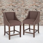 Flash Furniture Carmel 24" Brown Fabric Stool 2-CH-182020-24-BN-F-GG