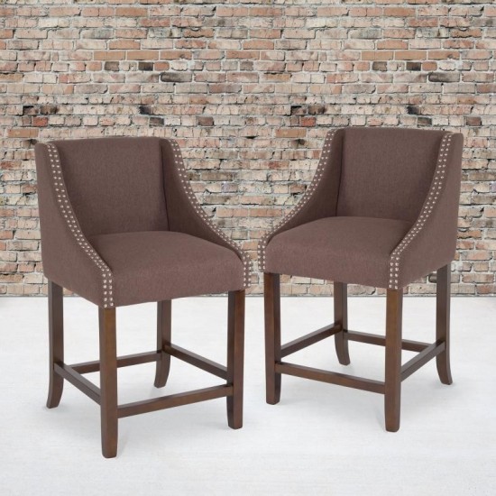 Flash Furniture Carmel 24" Brown Fabric Stool 2-CH-182020-24-BN-F-GG