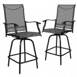 Flash Furniture Valerie 2PK Gray Swivel Patio Stool 2-ET-SWVLPTO-30-GR-GG