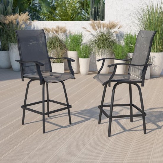 Flash Furniture Valerie 2PK Gray Swivel Patio Stool 2-ET-SWVLPTO-30-GR-GG