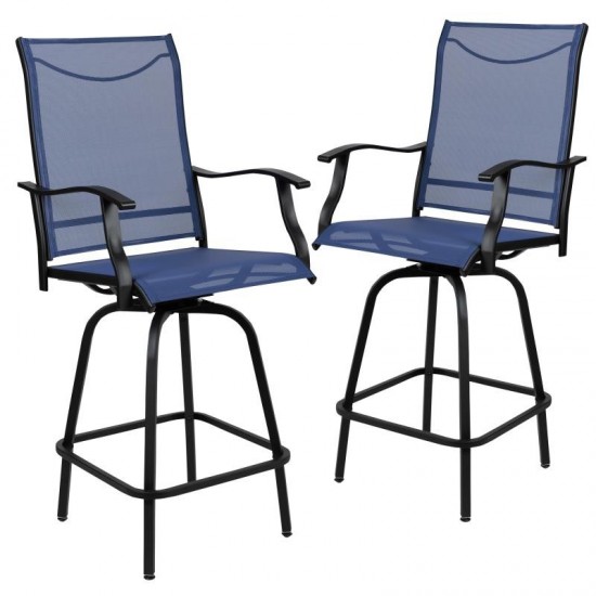 Flash Furniture Valerie 2PK Navy Swivel Patio Stool 2-ET-SWVLPTO-30-NV-GG