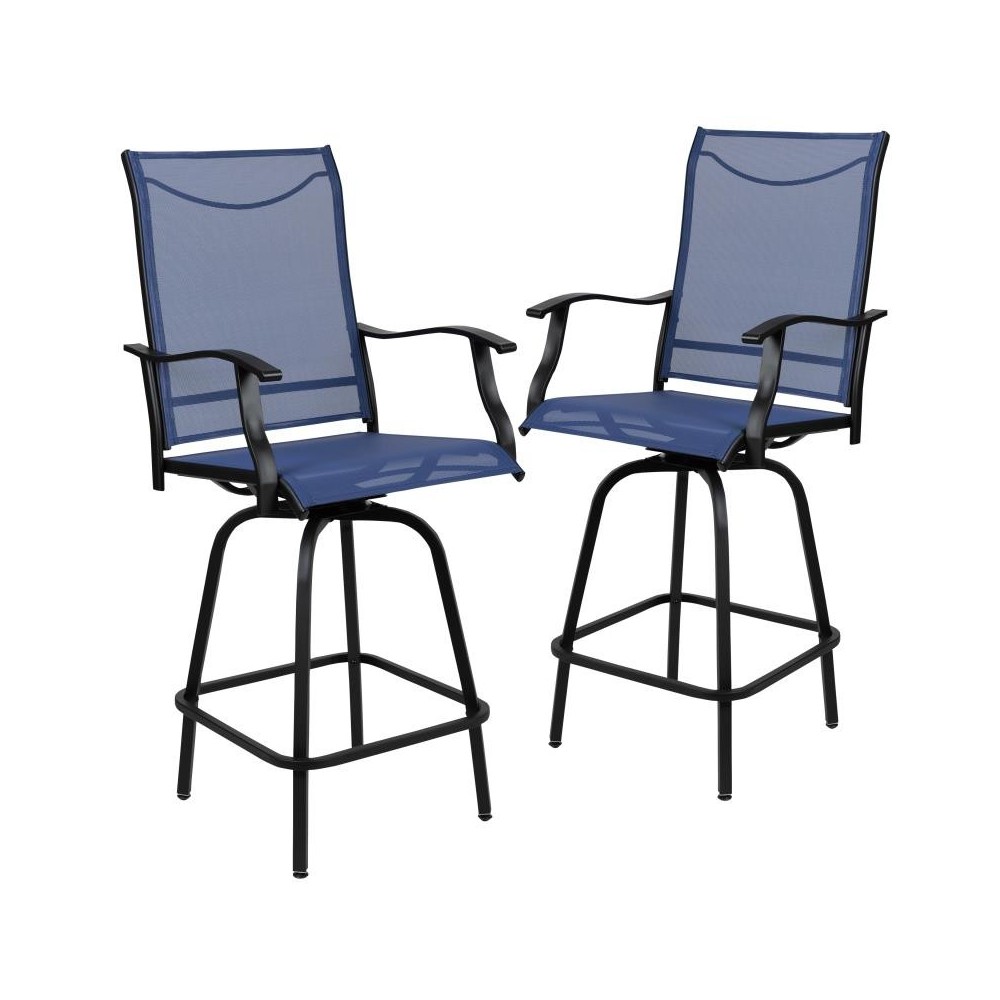 Flash Furniture Valerie 2PK Navy Swivel Patio Stool 2-ET-SWVLPTO-30-NV-GG