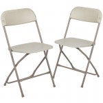 Flash Furniture HERCULES Beige Plastic Folding Chair 2-LE-L-3-BEIGE-GG