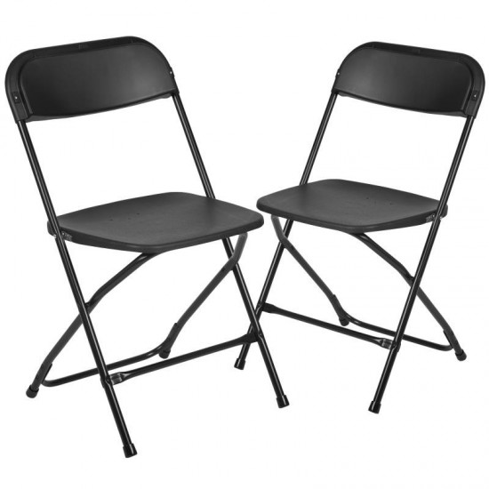 Flash Furniture HERCULES Black Plastic Folding Chair 2-LE-L-3-BK-GG