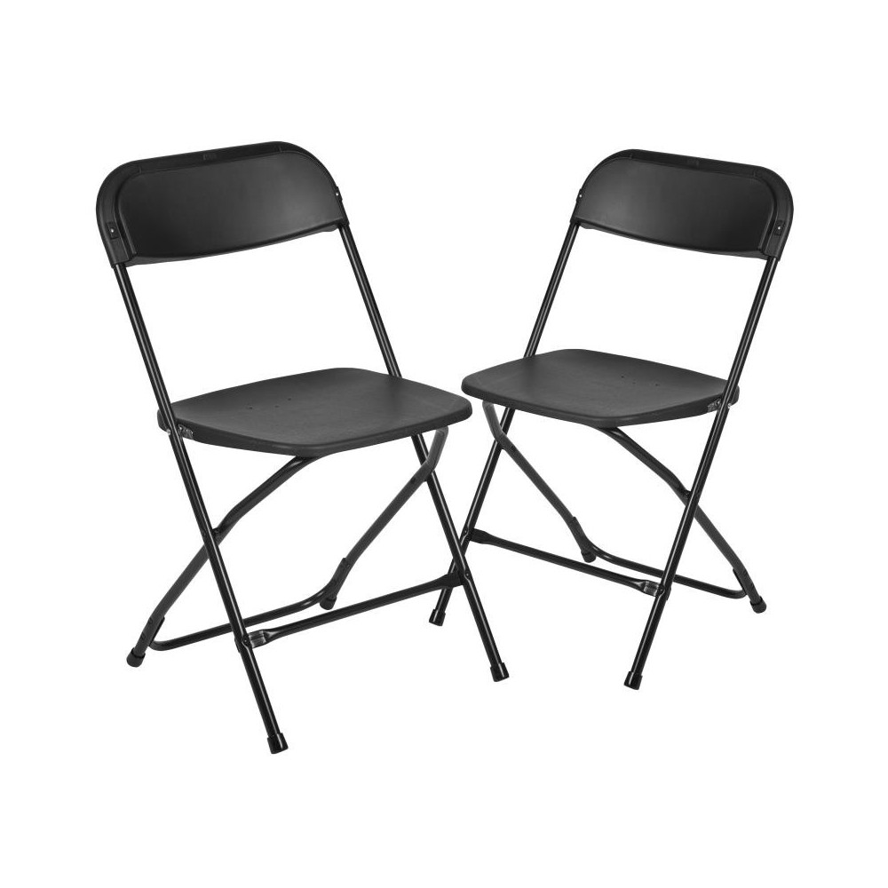 Flash Furniture HERCULES Black Plastic Folding Chair 2-LE-L-3-BK-GG